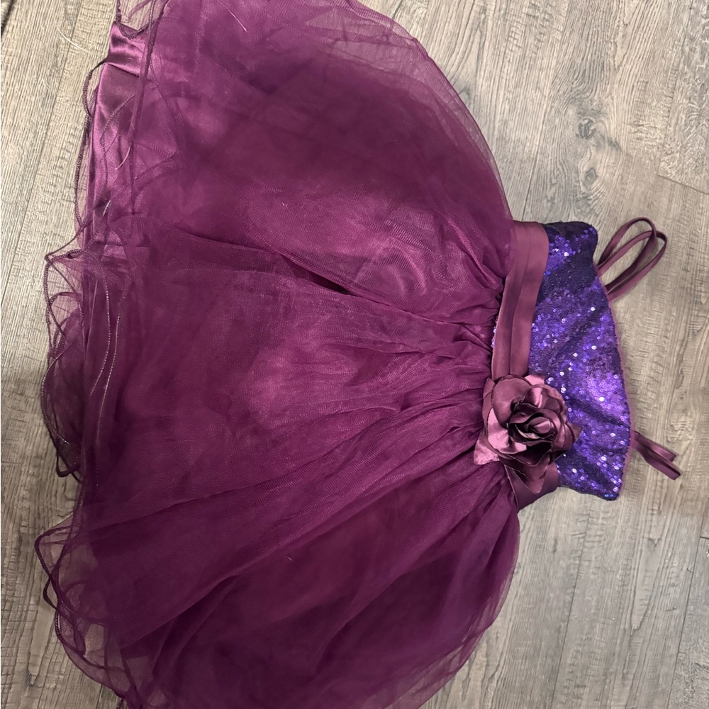 Purple Tulle Dress with Floral Accent